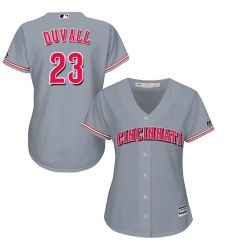 Women's Majestic Cincinnati Reds #23 Adam Duvall Authentic Grey Road Cool Base MLB Jersey