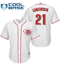 Youth Majestic Cincinnati Reds #21 Michael Lorenzen Authentic White Home Cool Base MLB Jersey