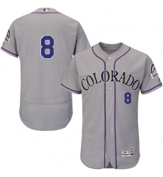 Men's Majestic Colorado Rockies #8 Gerardo Parra Grey Road Flex Base Authentic Collection MLB Jersey