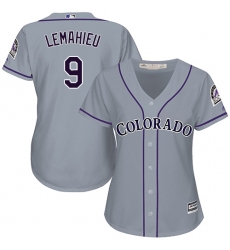 Women's Majestic Colorado Rockies #9 DJ LeMahieu Authentic Grey Road Cool Base MLB Jersey
