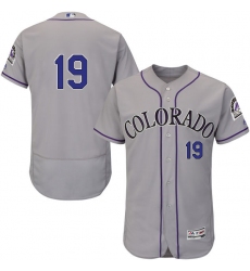 Men's Majestic Colorado Rockies #19 Charlie Blackmon Grey Road Flex Base Authentic Collection MLB Jersey