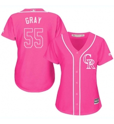 Women's Majestic Colorado Rockies #55 Jon Gray Authentic Pink Fashion Cool Base MLB Jersey
