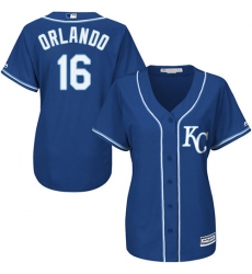 Women's Majestic Kansas City Royals #16 Paulo Orlando Authentic Blue Alternate 2 Cool Base MLB Jersey