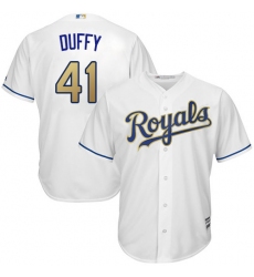 Youth Majestic Kansas City Royals #41 Danny Duffy Authentic White Home Cool Base MLB Jersey