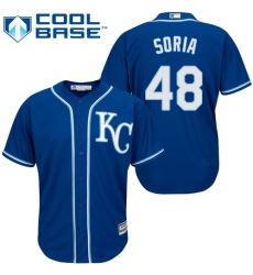 Men's Majestic Kansas City Royals #48 Joakim Soria Replica Blue Alternate 2 Cool Base MLB Jersey
