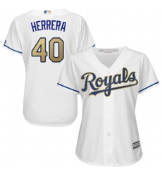 Women's Majestic Kansas City Royals #40 Kelvin Herrera Authentic White Home Cool Base MLB Jersey