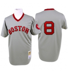Men's Mitchell and Ness Boston Red Sox #8 Carl Yastrzemski Replica Grey Throwback MLB Jersey