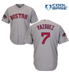 Youth Majestic Boston Red Sox #7 Christian Vazquez Authentic Grey Road Cool Base 2018 World Series Champions MLB Jersey