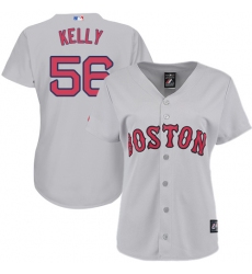 Women's Majestic Boston Red Sox #56 Joe Kelly Replica Grey Road MLB Jersey