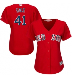Women's Majestic Boston Red Sox #41 Chris Sale Replica Red Alternate Home MLB Jersey