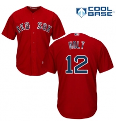 Youth Majestic Boston Red Sox #12 Brock Holt Authentic Red Alternate Home Cool Base MLB Jersey