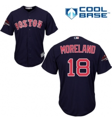 Youth Majestic Boston Red Sox #18 Mitch Moreland Authentic Navy Blue Alternate Road Cool Base 2018 World Series Champions MLB Jersey
