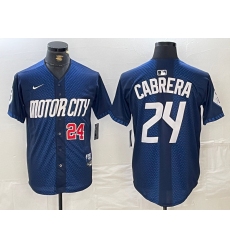 Men's Detroit Tigers #24 Miguel Cabrera Number Navy 2024 City Connect Cool Base Limited Stitched Jersey