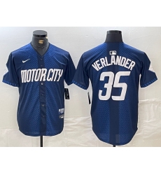 Men's Detroit Tigers #35 Justin Verlander Navy 2024 City Connect Cool Base Limited Stitched Jersey