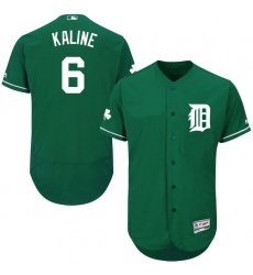 Men's Majestic Detroit Tigers #6 Al Kaline Green Celtic Flexbase Authentic Collection MLB Jersey