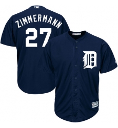 Men's Majestic Detroit Tigers #27 Jordan Zimmermann Replica Navy Blue Alternate Cool Base MLB Jersey