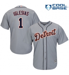 Youth Majestic Detroit Tigers #1 Jose Iglesias Replica Grey Road Cool Base MLB Jersey