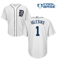 Youth Majestic Detroit Tigers #1 Jose Iglesias Replica White Home Cool Base MLB Jersey