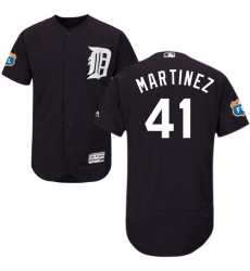 Men's Majestic Detroit Tigers #41 Victor Martinez Navy Blue Alternate Flex Base Authentic Collection MLB Jersey