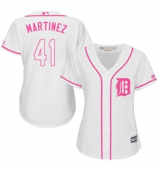 Women's Majestic Detroit Tigers #41 Victor Martinez Authentic White Fashion Cool Base MLB Jersey