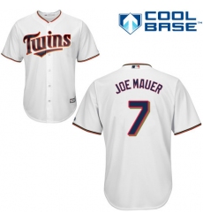 Men's Majestic Minnesota Twins #7 Joe Mauer Replica White Home Cool Base MLB Jersey
