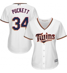 Women's Majestic Minnesota Twins #34 Kirby Puckett Authentic White Home Cool Base MLB Jersey