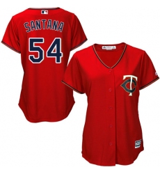 Women's Majestic Minnesota Twins #54 Ervin Santana Authentic Scarlet Alternate Cool Base MLB Jersey