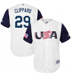 Youth USA Baseball Majestic #29 Tyler Clippard White 2017 World Baseball Classic Replica Team Jersey