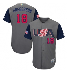 Youth USA Baseball Majestic #18 Luke Gregerson Gray 2017 World Baseball Classic Authentic Team Jersey