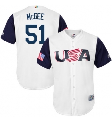 Men's USA Baseball Majestic #51 Jake McGee White 2017 World Baseball Classic Replica Team Jersey