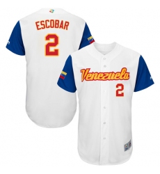 Men's Venezuela Baseball Majestic #2 Alcides Escobar White 2017 World Baseball Classic Authentic Team Jersey