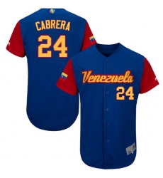 Men's Venezuela Baseball Majestic #24 Miguel Cabrera Royal Blue 2017 World Baseball Classic Authentic Team Jersey