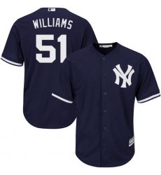 Youth Majestic New York Yankees #51 Bernie Williams Replica Navy Blue Alternate MLB Jersey