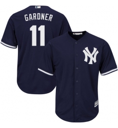 Youth Majestic New York Yankees #11 Brett Gardner Authentic Navy Blue Alternate MLB Jersey
