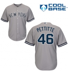 Men's Majestic New York Yankees #46 Andy Pettitte Replica Grey Road MLB Jersey