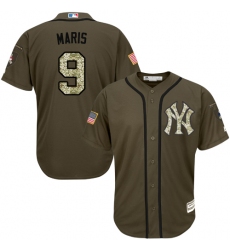 Youth Majestic New York Yankees #9 Roger Maris Authentic Green Salute to Service MLB Jersey