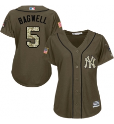 Women's Majestic New York Yankees #5 Joe DiMaggio Replica Green Salute to Service MLB Jersey