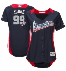 Women's Majestic New York Yankees #99 Aaron Judge Game Navy Blue American League 2018 MLB All-Star MLB Jersey