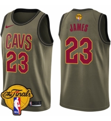 Men's Nike Cleveland Cavaliers #23 LeBron James Swingman Green Salute to Service 2018 NBA Finals Bound NBA Jersey