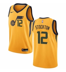 Men's Nike Utah Jazz #12 John Stockton Swingman Gold NBA Jersey Statement Edition