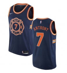 Men's Nike New York Knicks #7 Carmelo Anthony Authentic Navy Blue NBA Jersey - City Edition