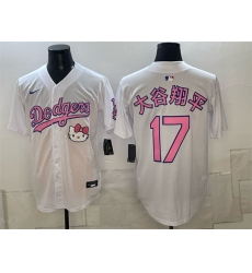 Men's Los Angeles Dodgers #17 大谷翔平 White Pink 2025 Hello Kitty Vapor Limited Stitched Baseball Jersey