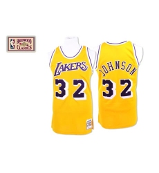 Men's Mitchell and Ness Los Angeles Lakers #32 Magic Johnson Swingman Gold Throwback NBA Jersey