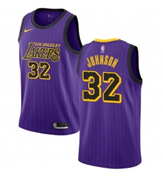 Women's Nike Los Angeles Lakers #32 Magic Johnson Swingman Purple NBA Jersey - City Edition