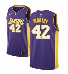 Women's Nike Los Angeles Lakers #42 James Worthy Swingman Purple NBA Jersey - Statement Edition
