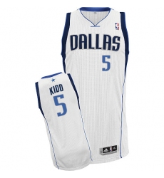 Men's Adidas Dallas Mavericks #5 Jason Kidd Authentic White Home NBA Jersey