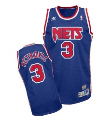 Men's Adidas Brooklyn Nets #3 Drazen Petrovic Swingman Blue Throwback NBA Jersey