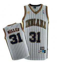 Men's Mitchell and Ness Indiana Pacers #31 Reggie Miller Authentic White Throwback NBA Jersey