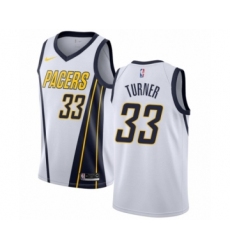 Men's Nike Indiana Pacers #33 Myles Turner White Swingman Jersey - Earned Edition