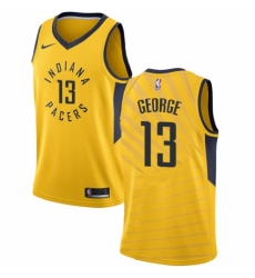 Men's Nike Indiana Pacers #13 Paul George Authentic Gold NBA Jersey Statement Edition
